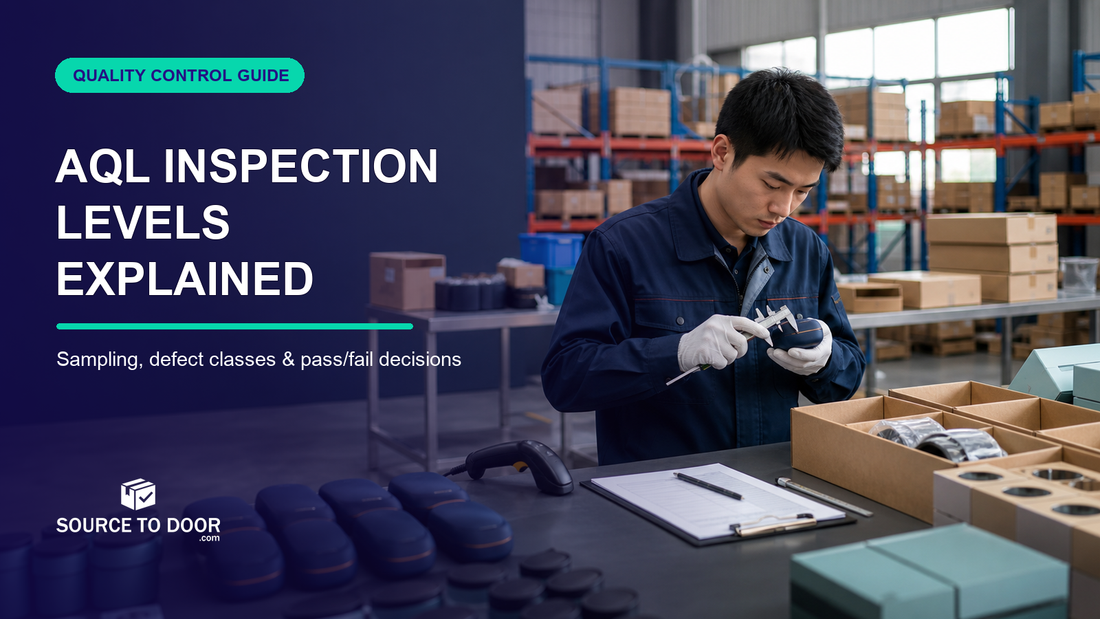 Quality inspector checking ecommerce products in a China warehouse for an AQL sampling inspection
