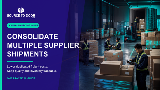 Warehouse team consolidating shipments from multiple Chinese suppliers for export